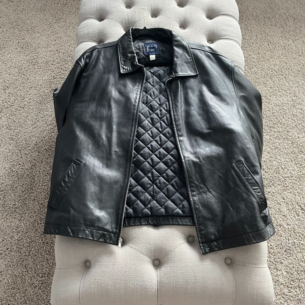 Black Leather Jacket, GAP, XL